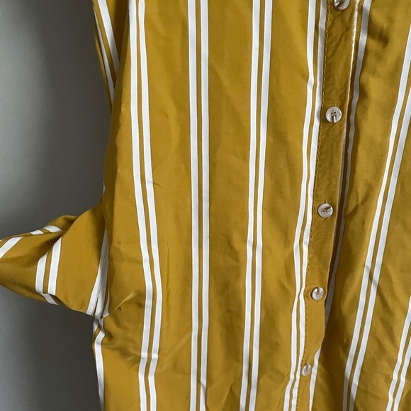 Anthropologie SANCIA Striped Mustard Flutter Sleeve Dress - Picture 7 of 12